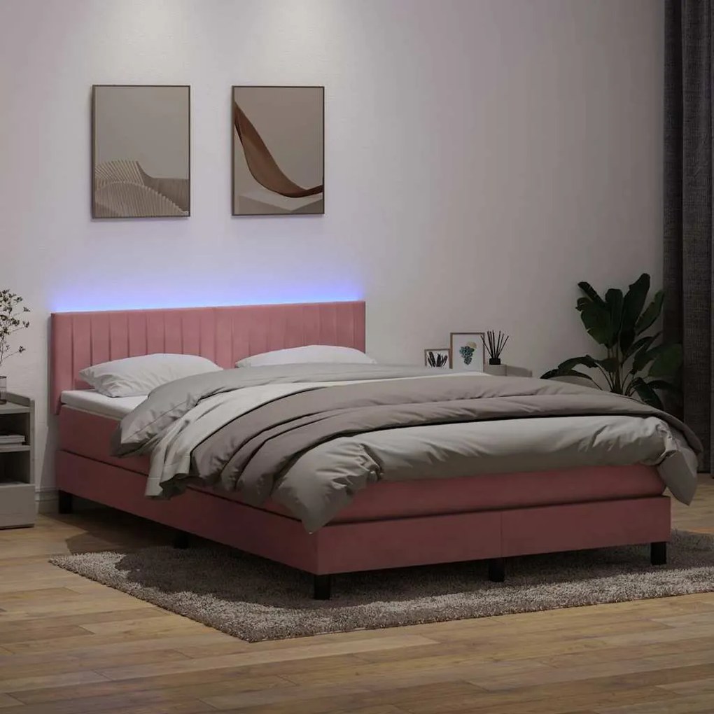 Cama com molas/colchão 140x210 cm veludo Rosa