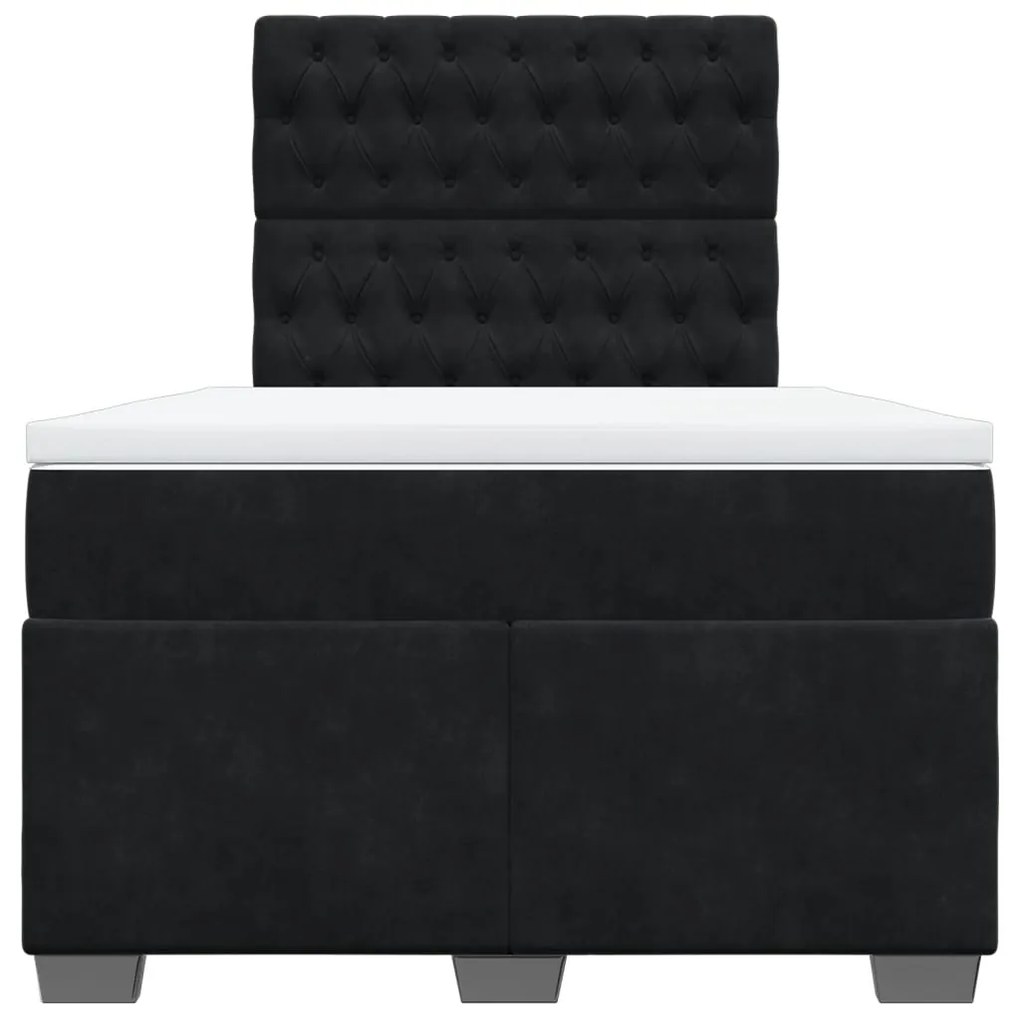 Cama boxspring com colchão 120x200 cm veludo preto