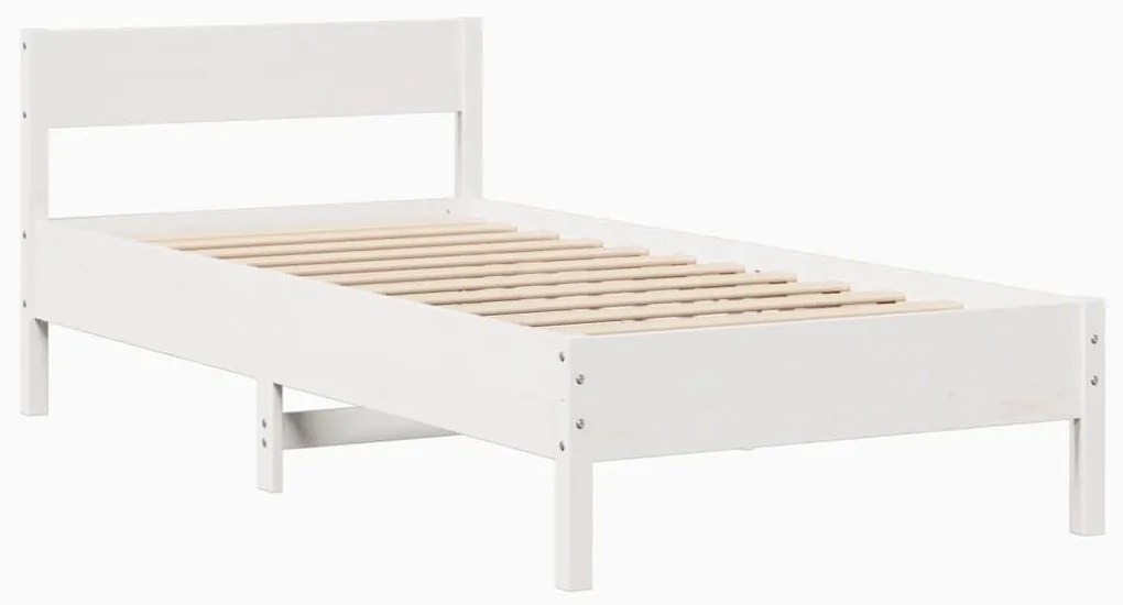 Cama sem colchão 100x200 cm madeira de pinho maciça branco