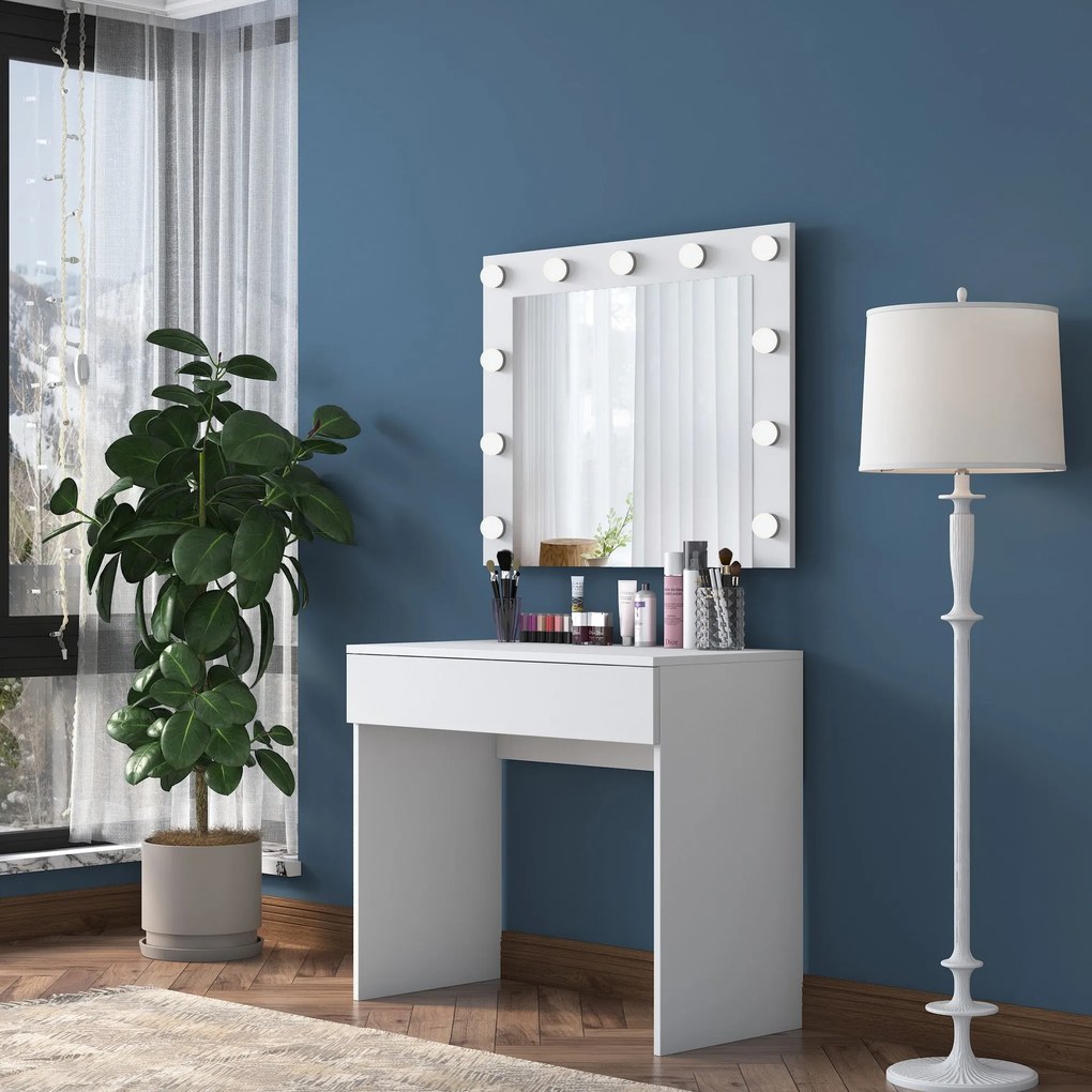 Mesa de Maquilhagem BJ120 – Branco – 90 cm x 76,8 cm x 45 cm