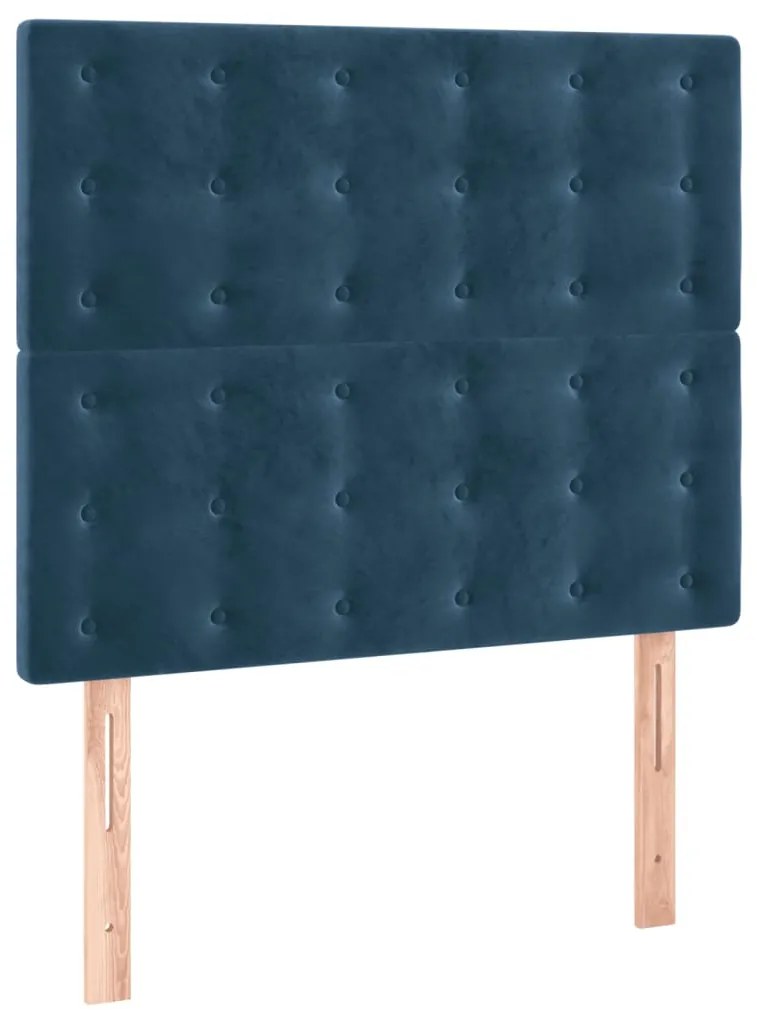 Cama boxspring com colchão 120x200 cm veludo azul-escuro