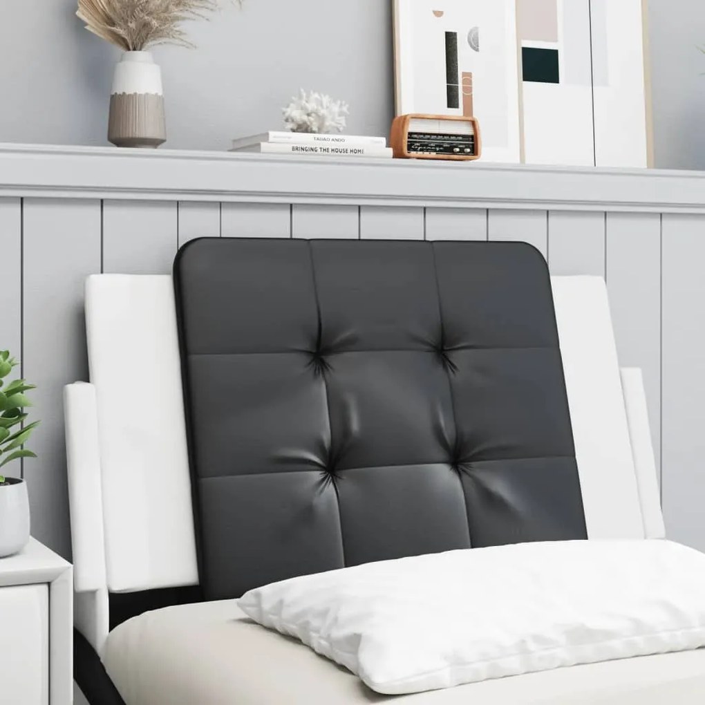 vidaXL Almofadão de cabeceira 90 cm couro artificial preto e branco