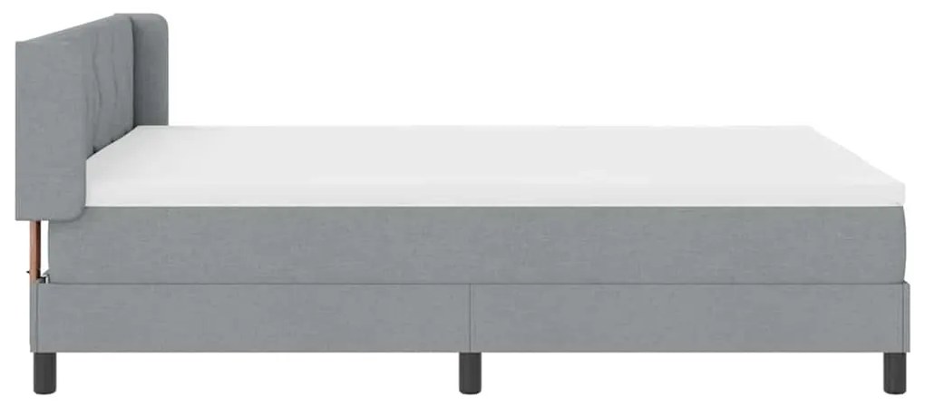 Cama Box Spring com Colchão Cinza Claro, 140 x 200 cm, Tecido