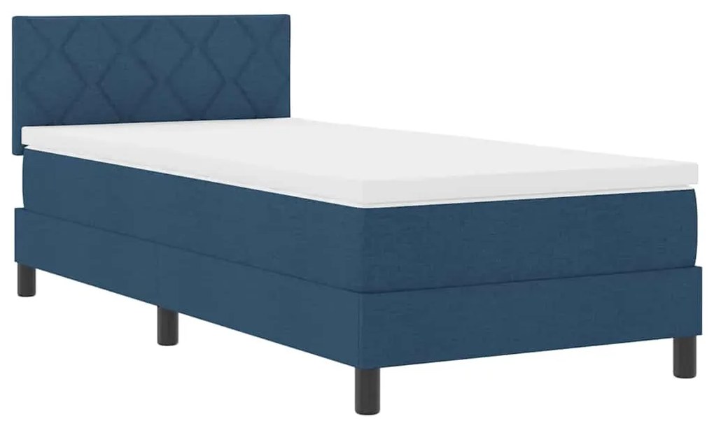 Cama Box Spring com Colchão Azul 100x200 cm Tecido