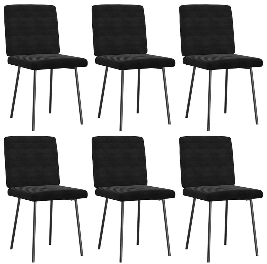 Cadeiras de jantar 6 pcs veludo preto