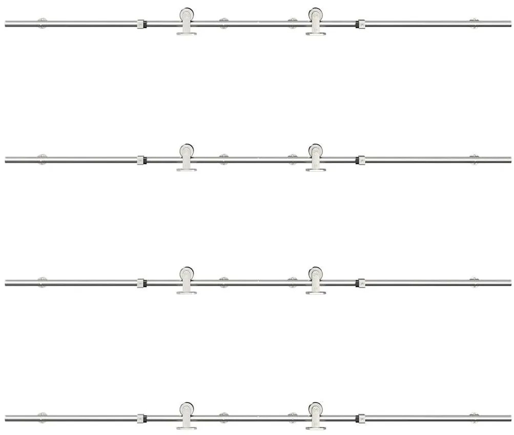 Kit ferragens p/ porta deslizante 400cm aço inoxidável prateado