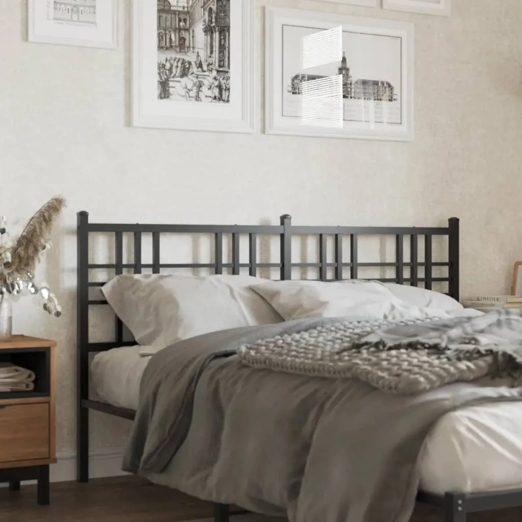 vidaXL Cabeceira de cama 150 cm metal preto