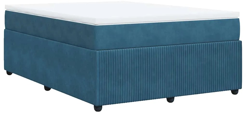 Cama com molas/colchão 140x200 cm veludo azul-escuro