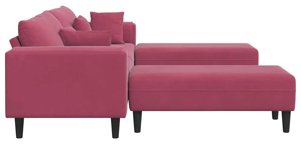 Sofá de Veludo com almofada 3 pcs Vinho Vermelho 208 cm Veludo