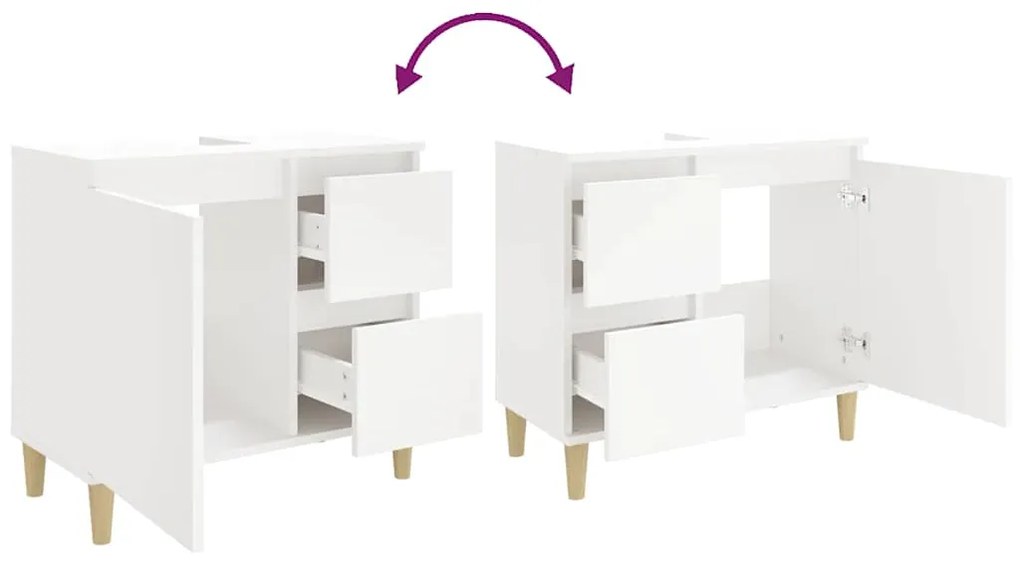 Armário de casa de banho 65x33x60cm derivados de madeira branco