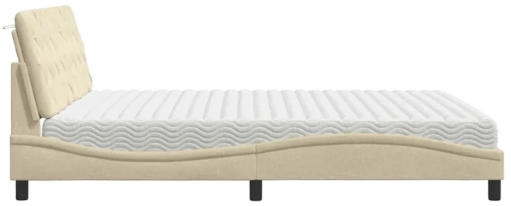Cama com colchão 180x200 cm tecido cor creme