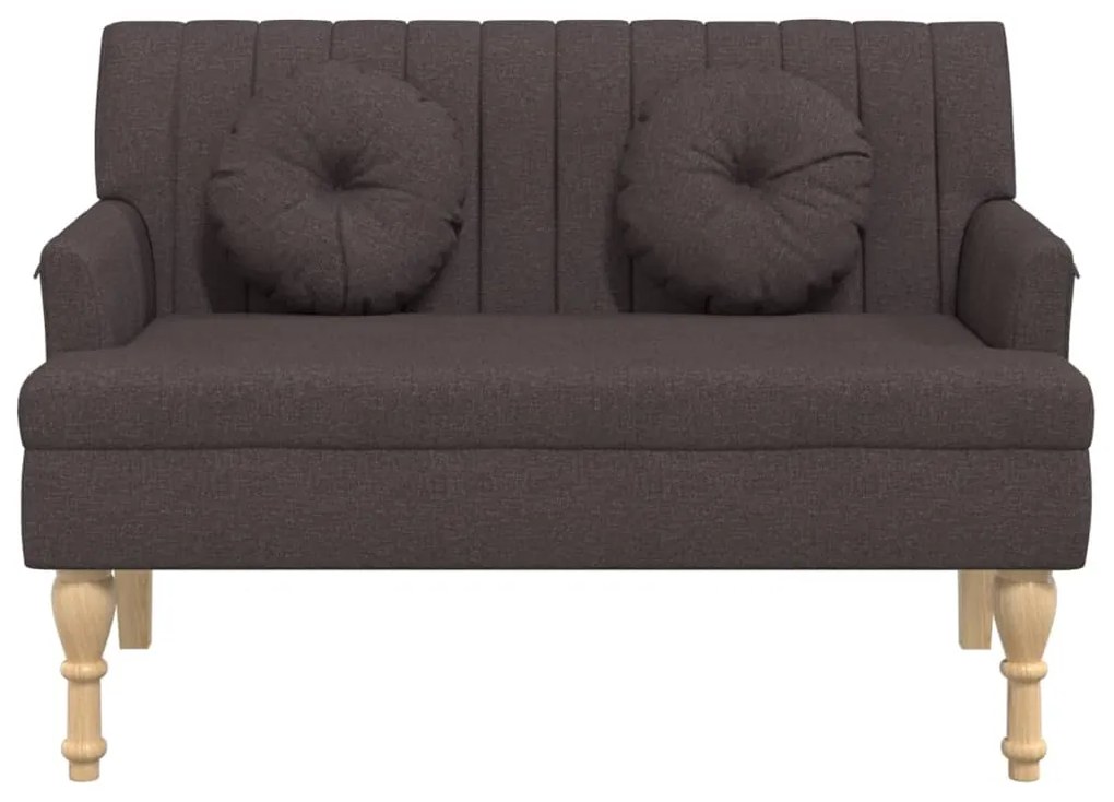 Banco c/ almofadões 113x64,5x75,5 cm tecido castanho-escuro