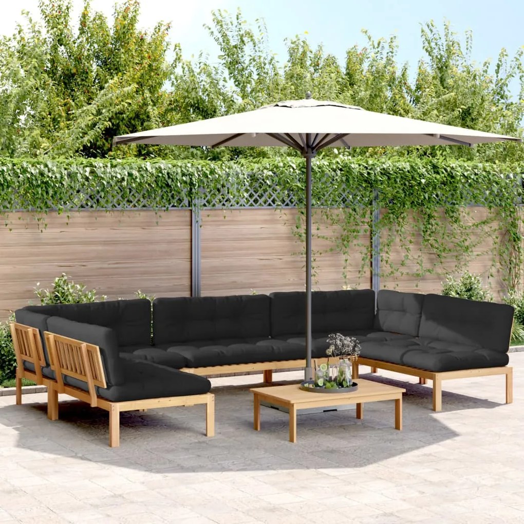 vidaXL 6 pcs conj. sofás paletes p/ jardim c/ almofadões acácia maciça
