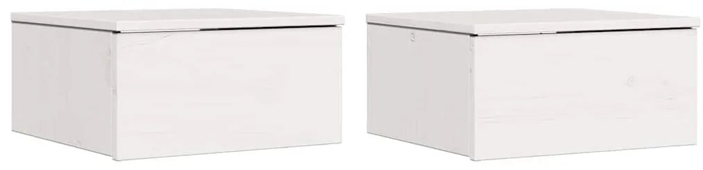 Mesa de Cabeceira Montada na Parede com gaveta 2 pcs Branco