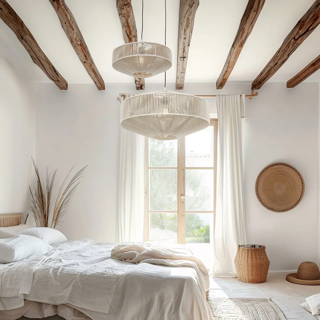 Candeeiro suspenso Japandi Corda Castanho 46cm - Svea Japandi