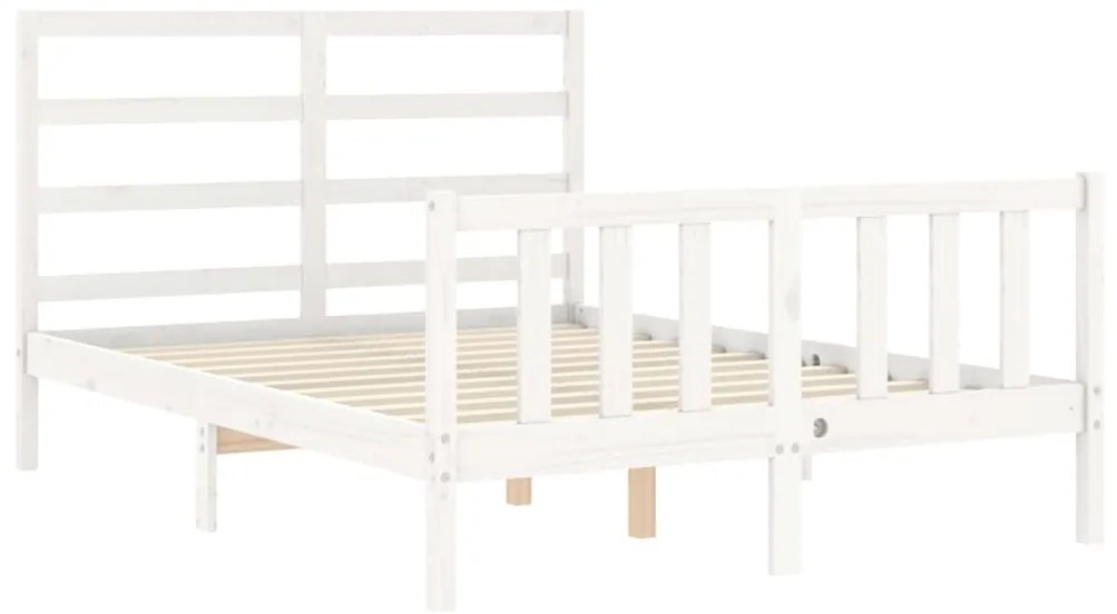 Cama sem colchão 120x200 cm madeira de pinho maciça branco