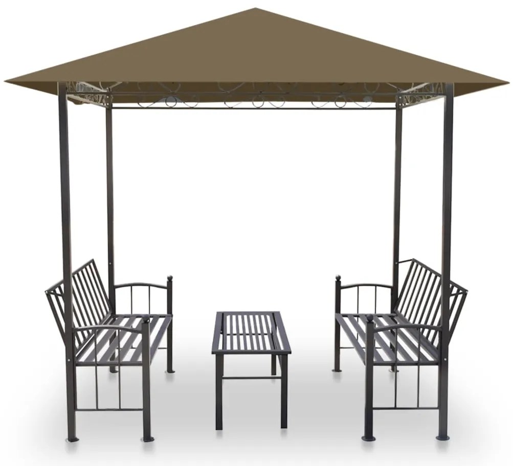 Pérgula jardim c/ mesa/bancos 2,5x1,5x2,4m 180g/m² cinza-acast.