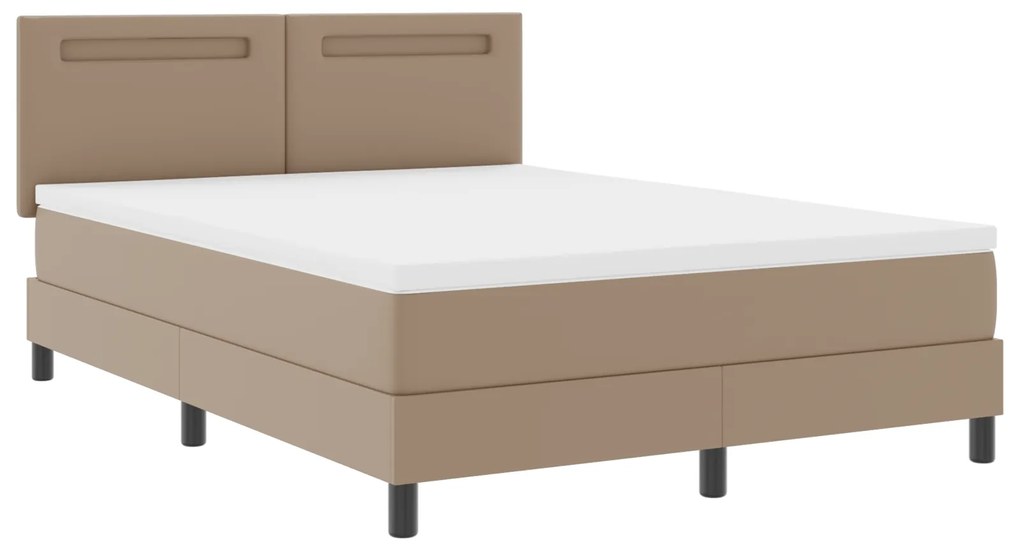 Cama Box Spring vidaXL com Colchão Cappuccino 140x200 cm Couro Sintéti