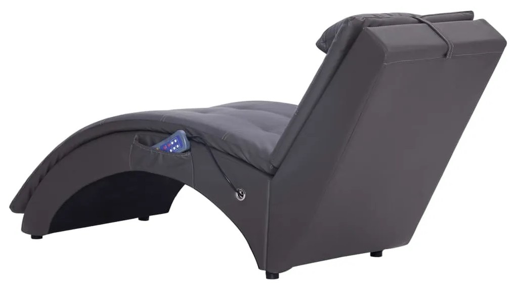 Chaise longue de massagem c/ almofada couro artificial cinzento