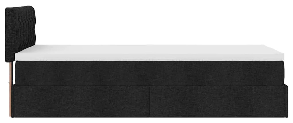 Cama otomana com colchão 90x200 cm tecido preto