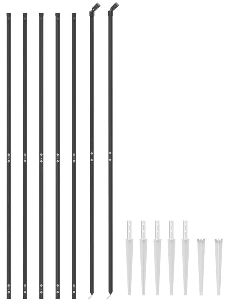 Cerca de arame com estacas de fixação 2x10 m antracite