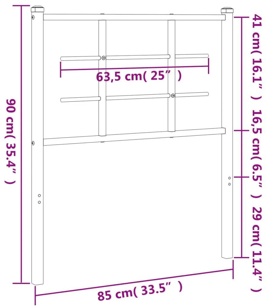 Cabeceira de cama 80 cm metal preto
