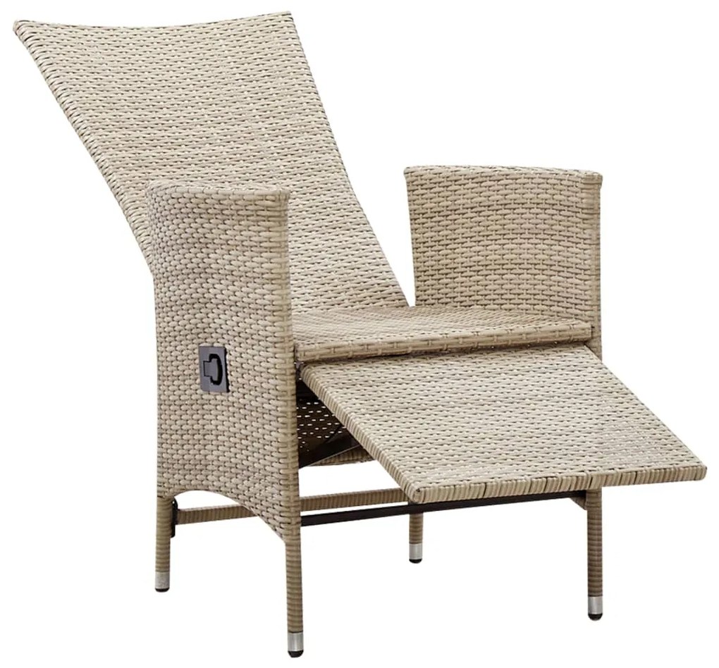 Cadeiras jardim reclináveis 2 pcs c/ almofadões vime PE bege