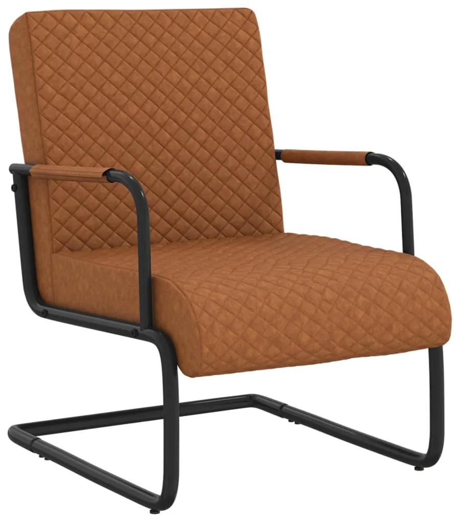 325781 vidaXL Cadeira cantilever em couro artificial castanho mate