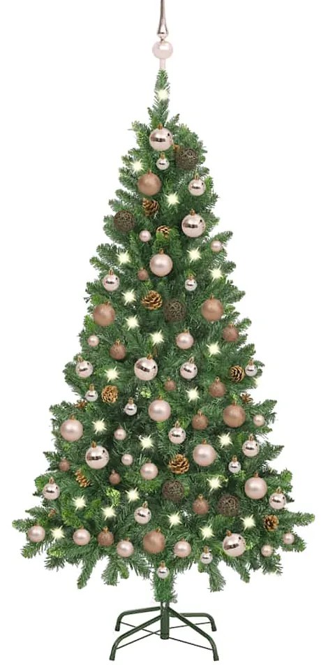 vidaXL Árvore Natal artificial pré-iluminada c/ bolas e pinhas 150 cm