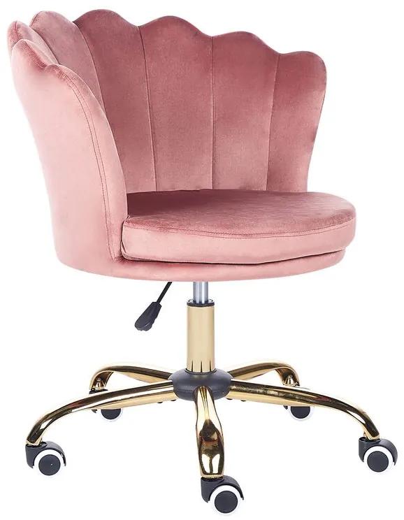 Cadeira de escritório em veludo rosa MONTICELLO II Beliani