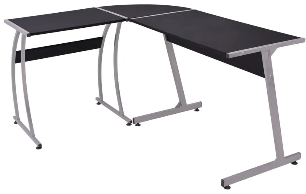 vidaXL Mesa de canto em forma de L preto