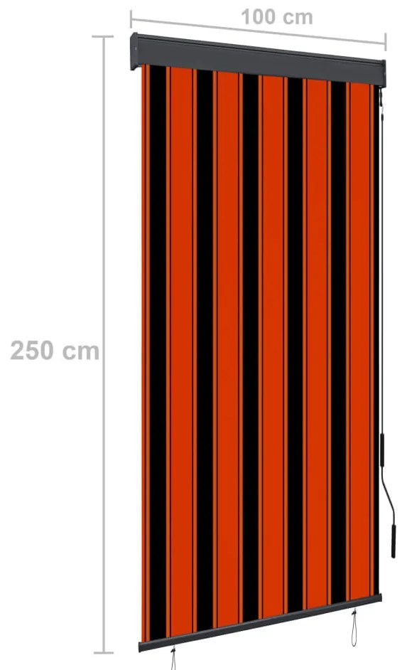 Estore de rolo para exterior 100x250 cm laranja e castanho