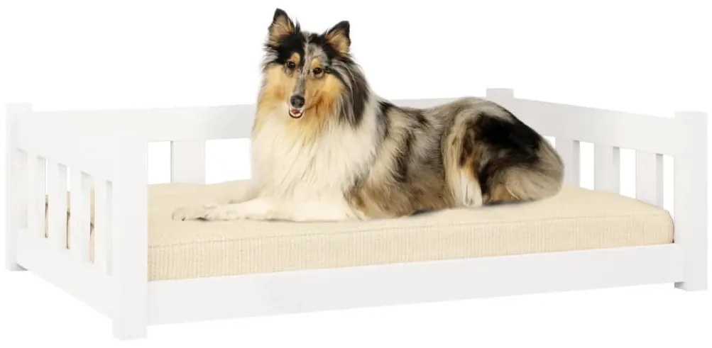 Cama para cães 95,5x65,5x28 cm madeira de pinho maciça branco