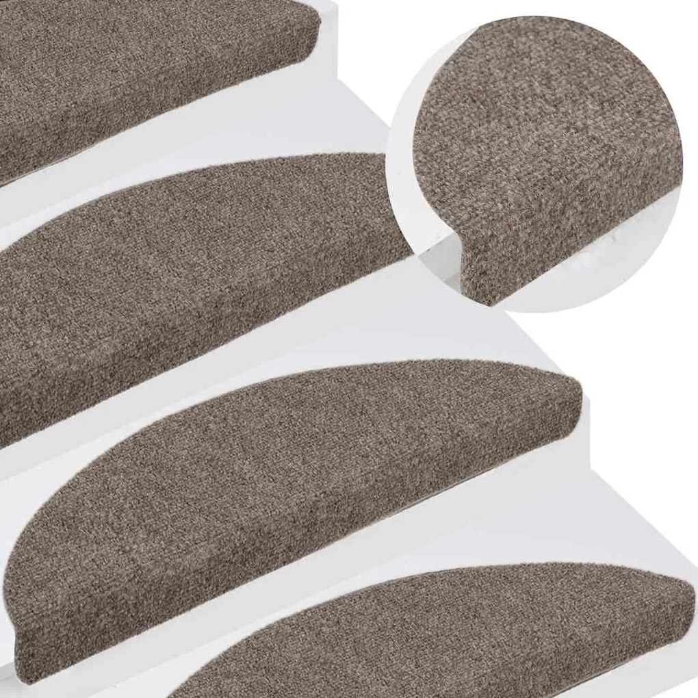 Tapetes escada autoadesivos 5 pcs 56x17x3 cm agulhado creme