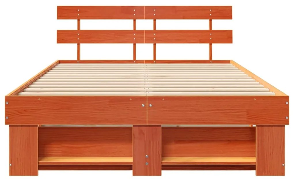 Estrutura da Cama com cabeceira Castanho-mel 140 x 190 cm