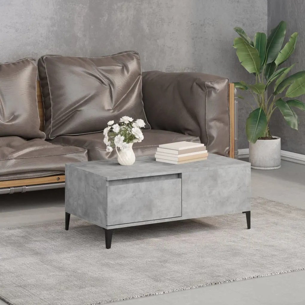 vidaXL Mesa de centro 90x50x36,5 cm derivados madeira cinzento cimento