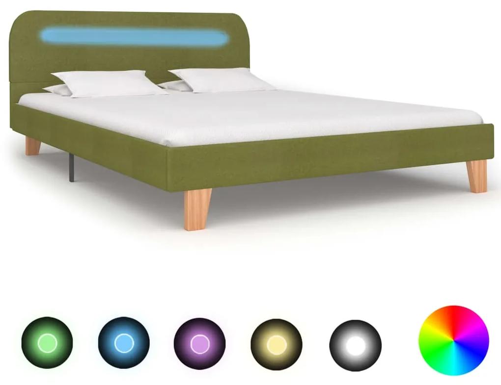 Estrutura de cama com LED em tecido 140x200 cm verde