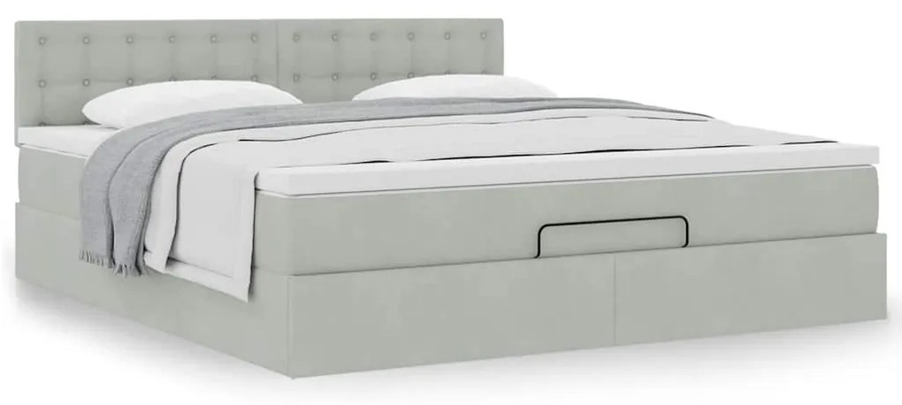 Estrutura de cama otomana com colchão 160x200 cm cinzento claro