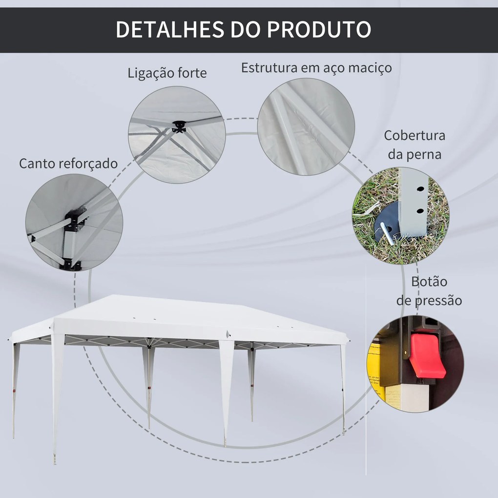 Outsunny Tenda Dobrável 6x3 Tenda de Jardim Portátil com Bolsa de Tran