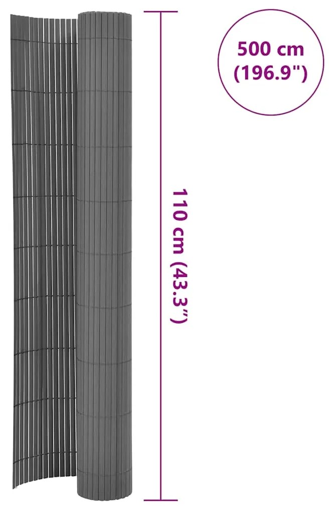 Cerca de jardim dupla face 110x500 cm cinzento
