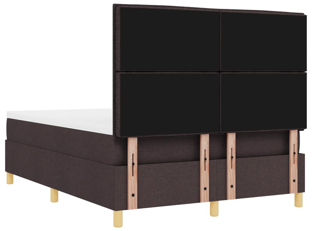 Cama Box Spring com Colchão Marrom Escuro 160x200 cm Tecido