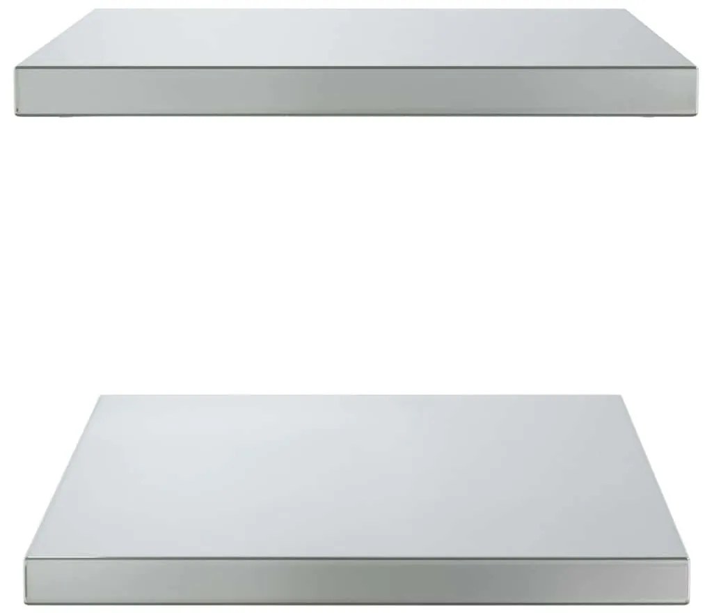 Prateleiras de parede 2 pcs 50x40x3 cm aço inoxidável prateado