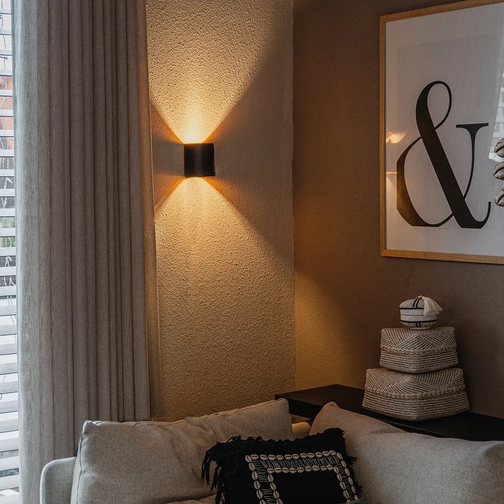 Candeeiro de parede moderno preto com latão - Sabbio