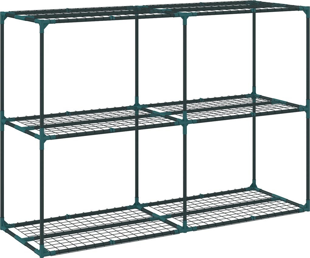Outsunny Suporte para Plantas de 3 Níveis Estante para Plantas de Aço para Interior e Exterior 143x48x100 cm Verde | Aosom Portugal