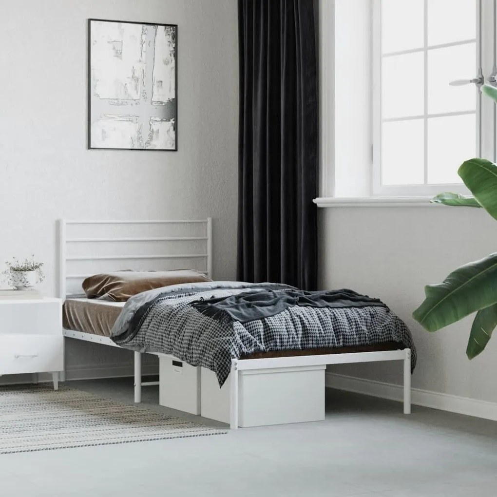 Estrutura de cama sem colchão com cabeceira 75x190 cm branco