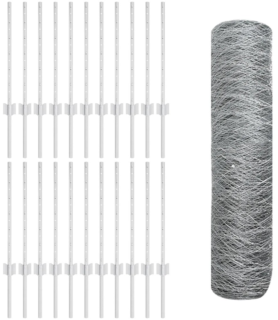 Postes de Cerca vidaXL 11 pcs U-Channel 60 cm Aço Galvanizado