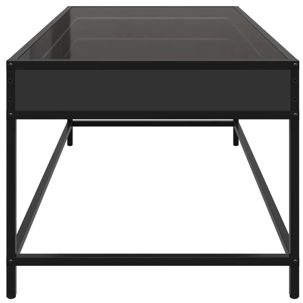 Mesa de centro luzes LED Infinity 90x50x41 cm preto