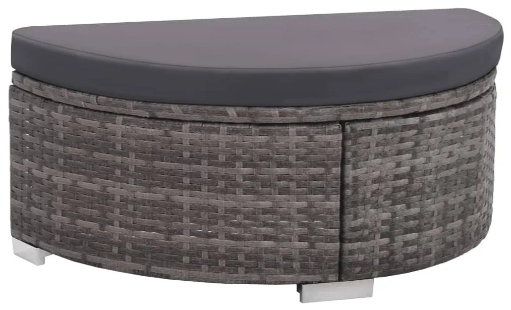 8 pcs conjunto lounge de jardim c/ almofadões vime PE cinzento