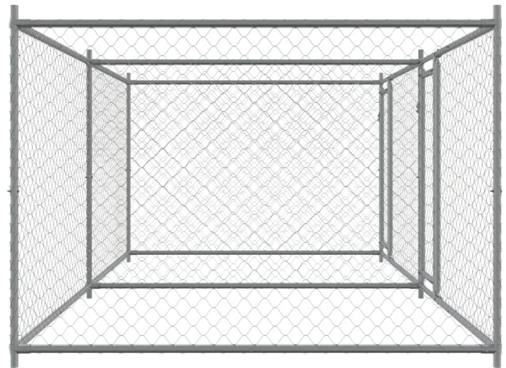 Jaula para cão com portas 4x2x1,5 m aço galvanizado cinzento