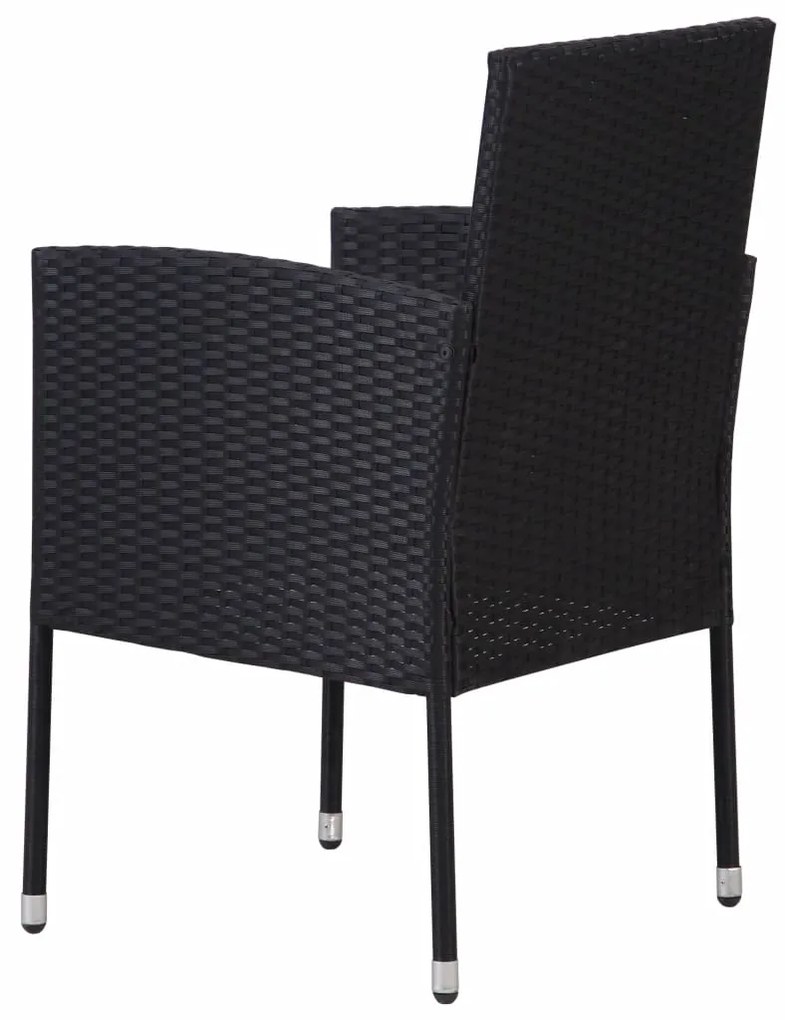 Cadeiras de jardim c/ almofadões branco nata 4pcs vime PE preto